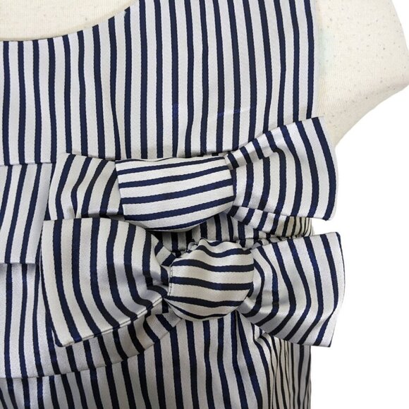 Banana Republic Dress Womens Size 8 Navy Silver Bow Striped Sheath Career Party - Picture 5 of 8